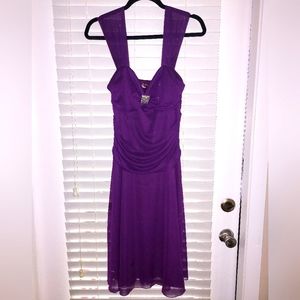 Miss Bisou Purple Sparkle Midi Length Prom Wedding Dress NWOT